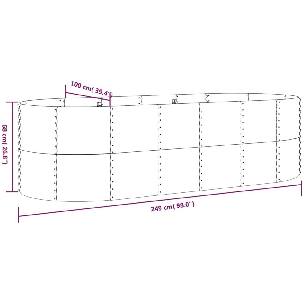 Letto Giardino Acciaio Verniciato Polvere 249x100x68 cm Marrone - Foto 5