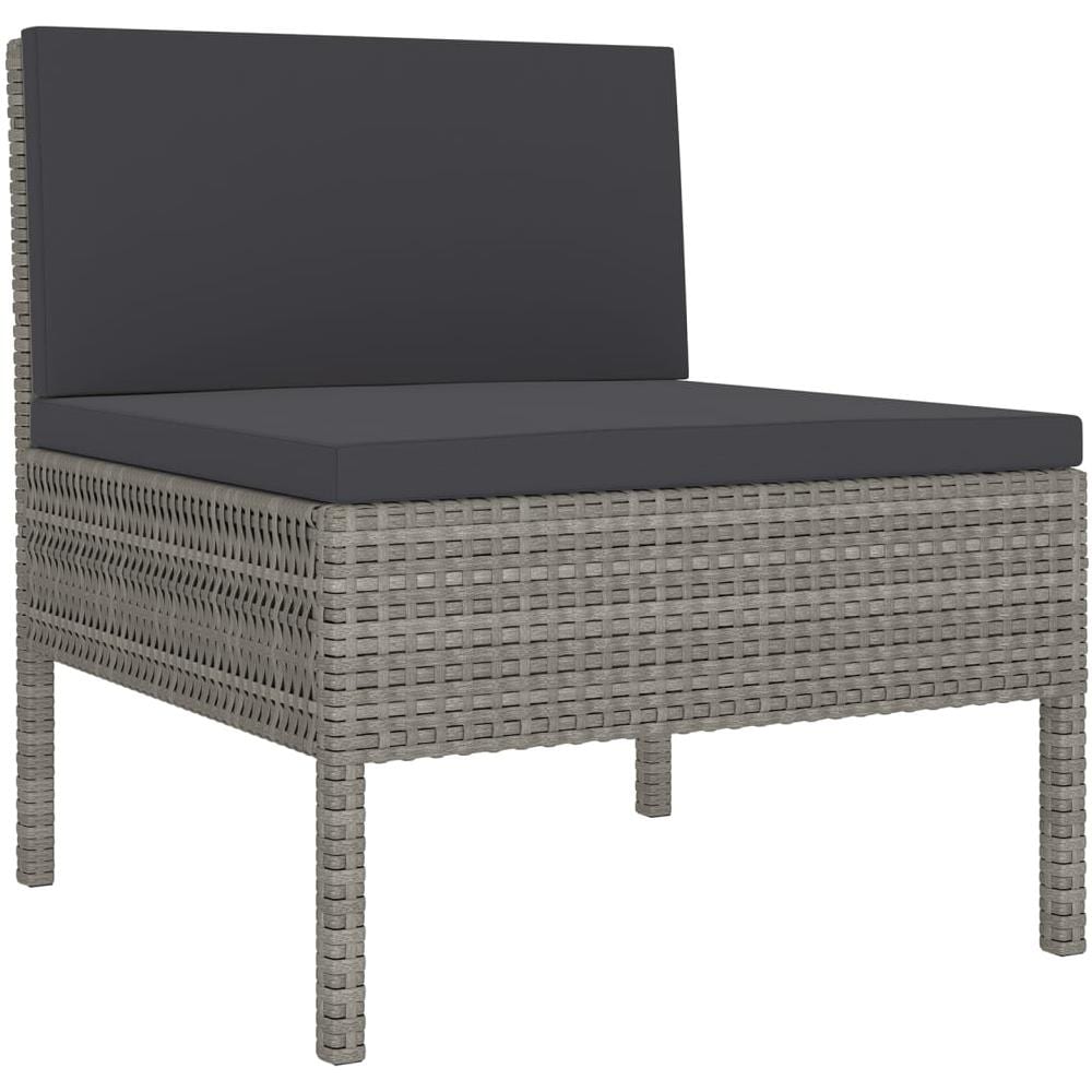 Set Divani Da Giardino 5 Pz Con Cuscini In Polyrattan Grigio - Foto 3