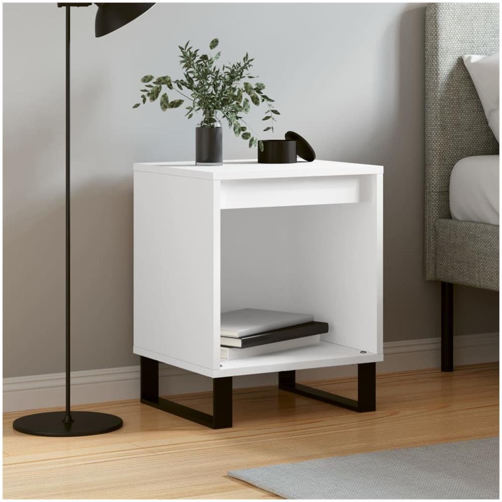 Comodino Bianco 40x35x50 Cm In Legno Multistrato - Foto 1