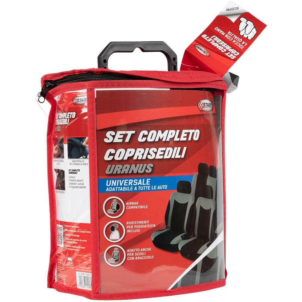 Set Completo Coprisedili E Poggiatesta Uranus - Nero E Grigio - Per Tutte Le Auto, Anche Per Sedili Con Braccioli - Foto 3