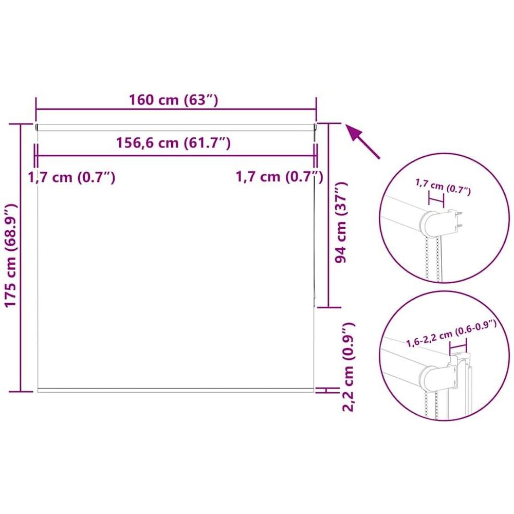 Tenda a Rullo Oscurante 160x175 cm Larghezza Tessuto 156,6 cm - Foto 10