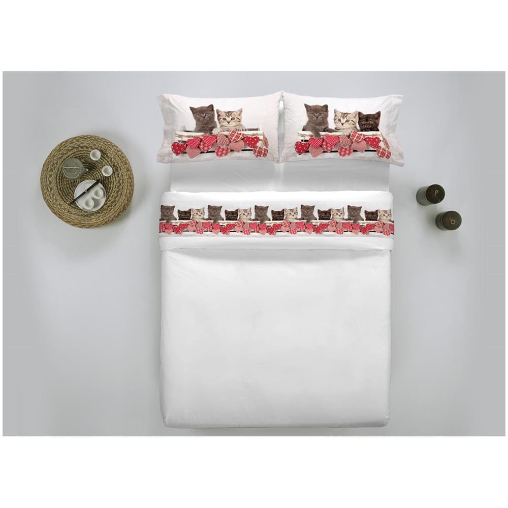 Completo Lenzuola Balzato Stampa Digitale Modello Fresh Dis. 33 Micio Matrimoniale Micio - Foto 2