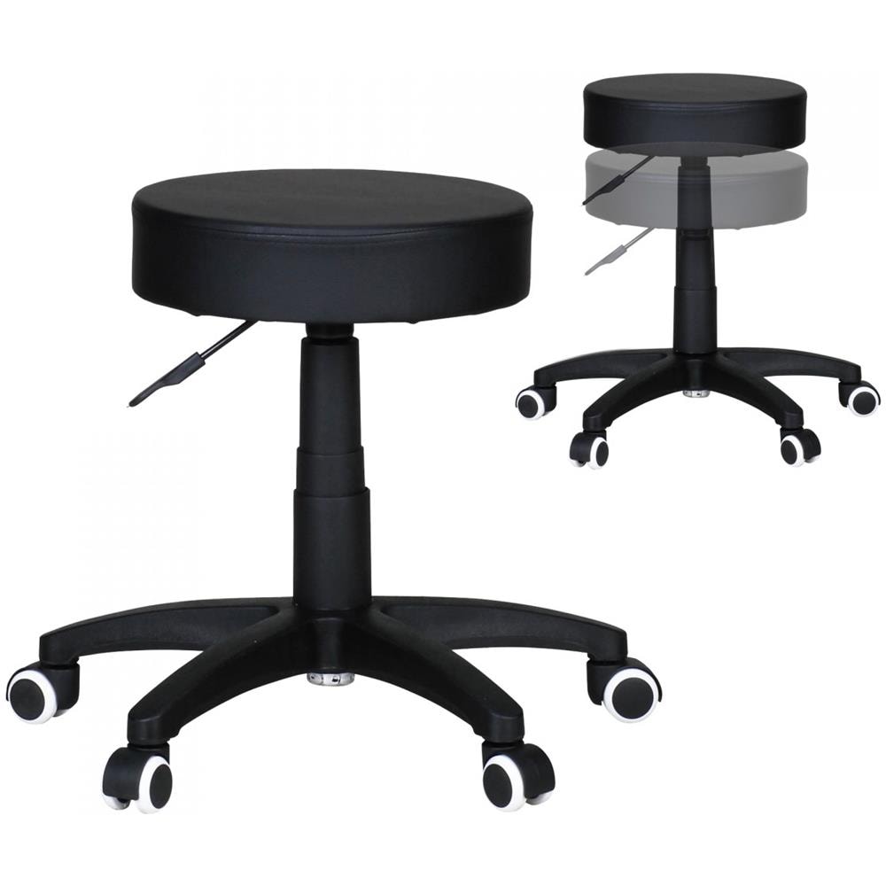 Sgabello Ufficio A152 Design Moderno Ecopelle Altezza Regolabile 44-55cm ~ Nero - Foto 2