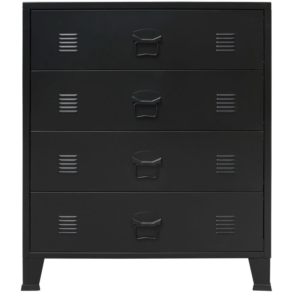 Cassettiera In Metallo In Stile Industriale 78x40x93 Cm Nera - Foto 2