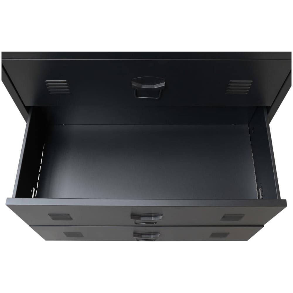 Cassettiera In Metallo In Stile Industriale 78x40x93 Cm Nera - Foto 7