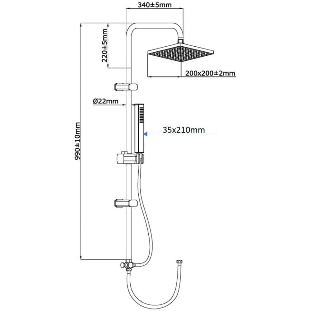 Soffione Doccia Doppio TOKYO Quadrato - Foto 7