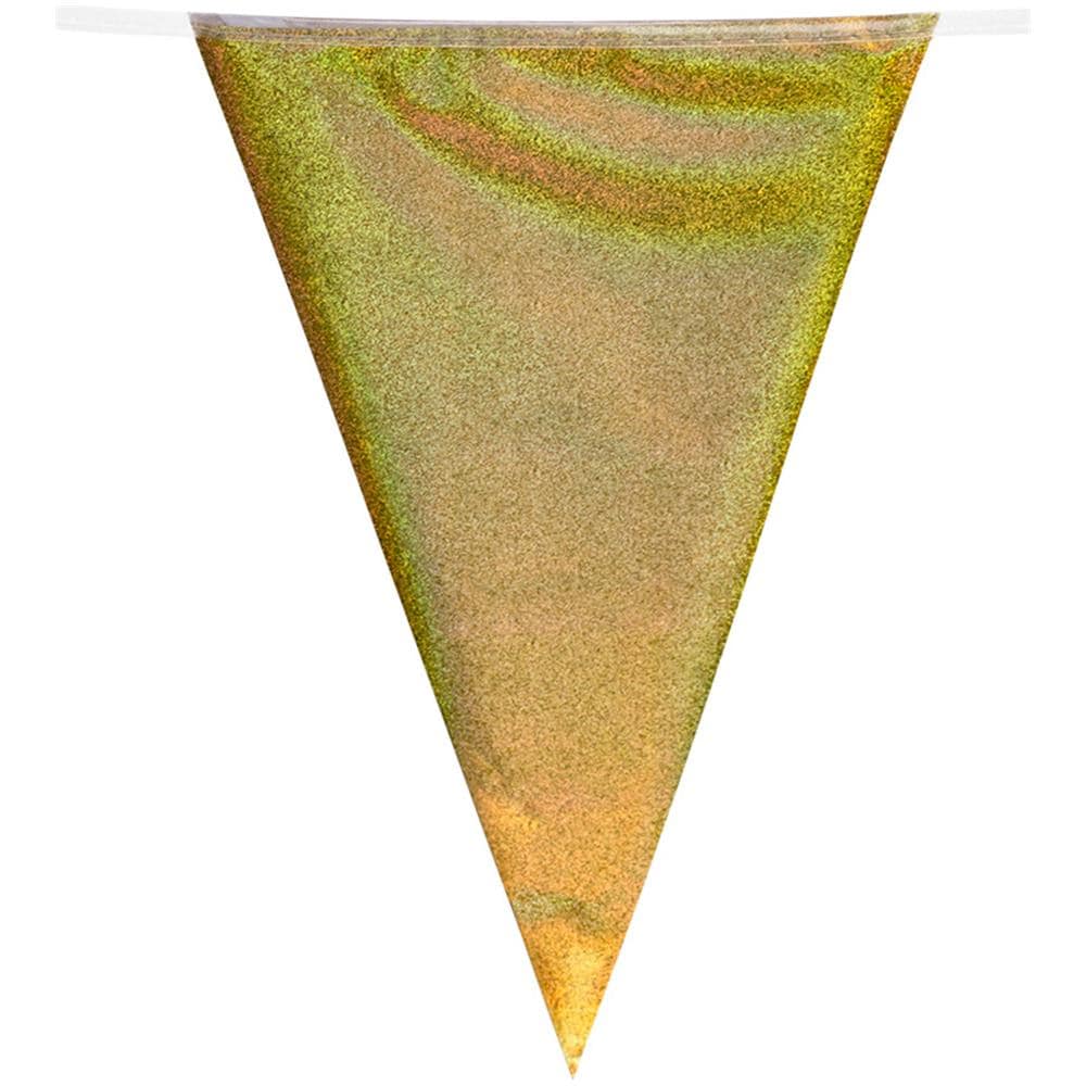 Ghirlanda Di Plastica Bandierine Sirena Pastello E Oro - Foto 2