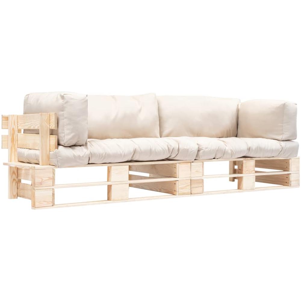 Divani Da Giardino Pallet 2 Pz Cuscini Sabbia In Legno Di Pino - Foto 1