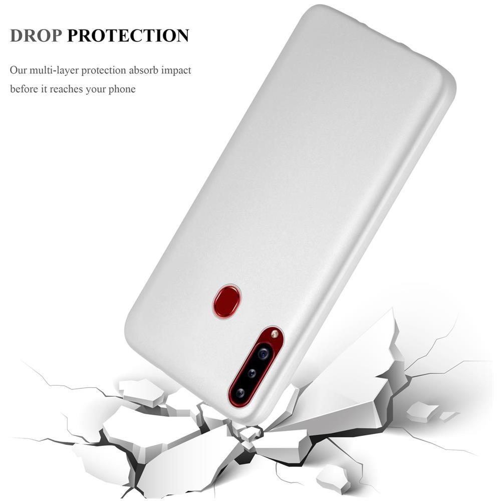 Custodia Compatibile Con Samsung Galaxy A20s In Argento Metallico - Coperchio Protettivo In Silicone Tpu Flessibile - Foto 7