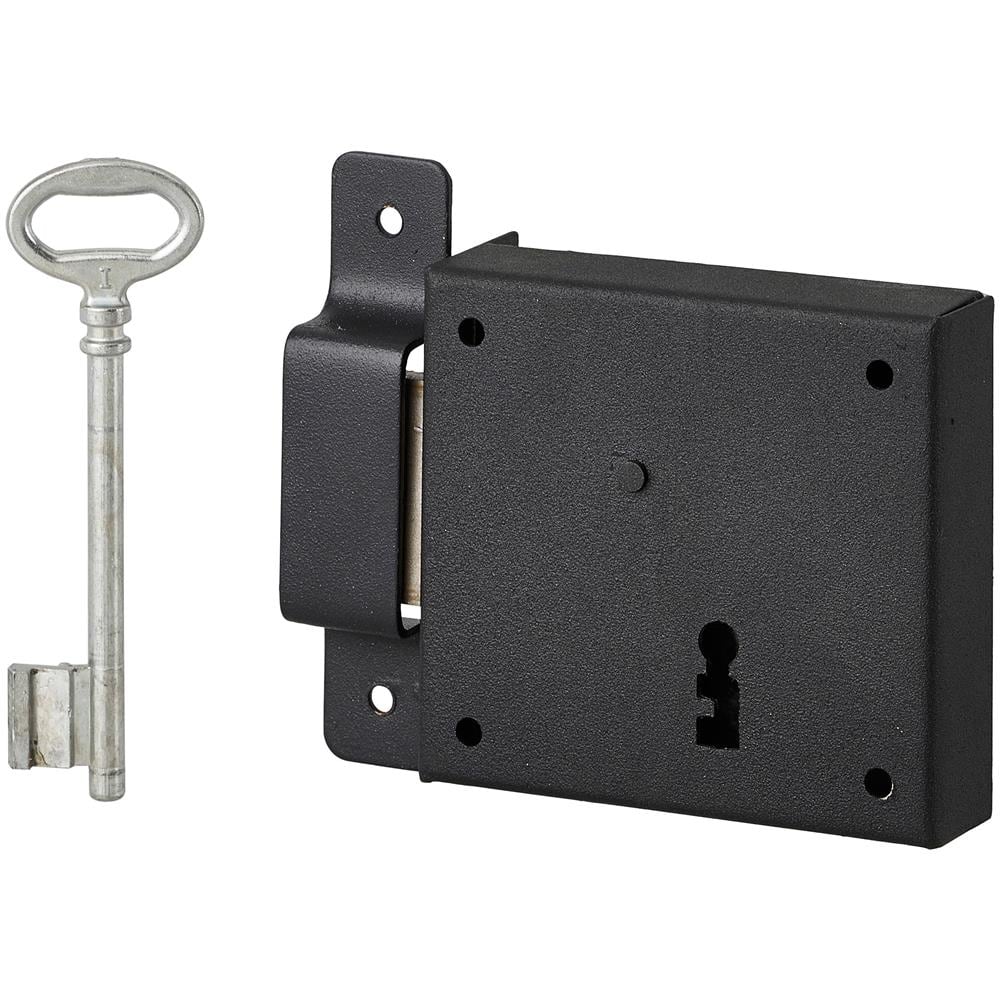 Serratura Orizzontale Con Chiave Per Porta Di Cantina, Solo Catenaccio, Sinistra, Asse 50mm, 85x76mm, Nero, 1 Chiave - - Foto 1
