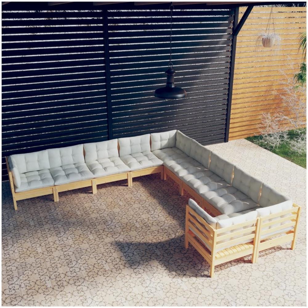 Divano da Giardino 4 Posti Cuscini Crema Legno Massello di Teak 308721