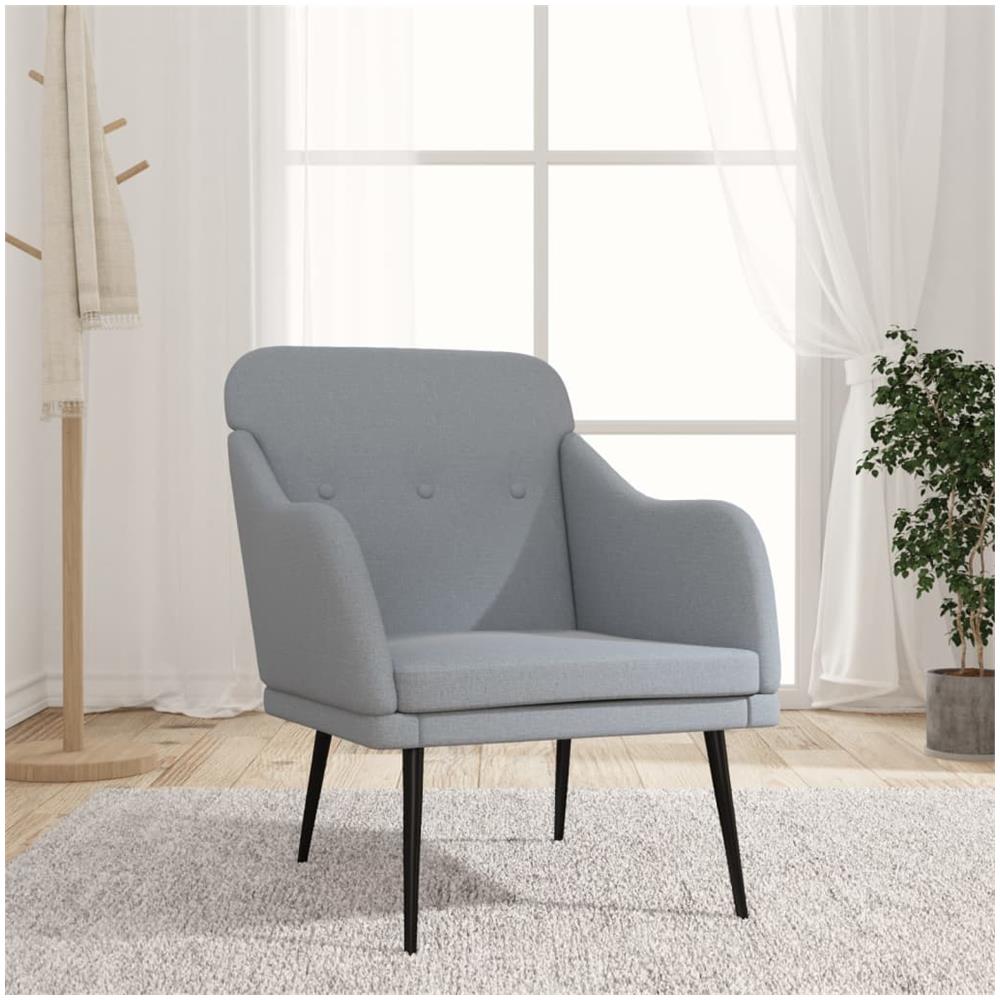 Poltrona Grigio Chiaro 63x76x80 Cm In Tessuto - Foto 1