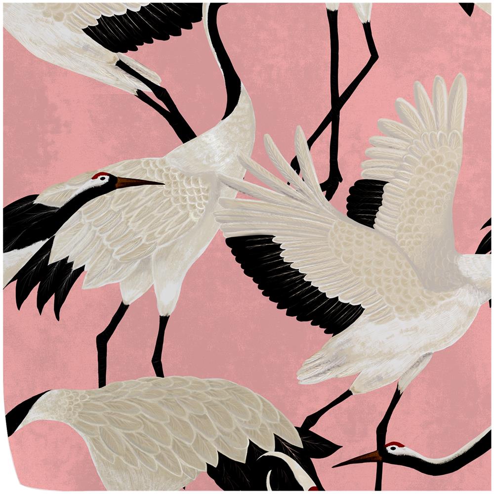 Carta Da Parati Aironi Rosa In Fogli Di Vera Carta Vegana, Made In Italy, 200x280cm, 5,5mq - Foto 1