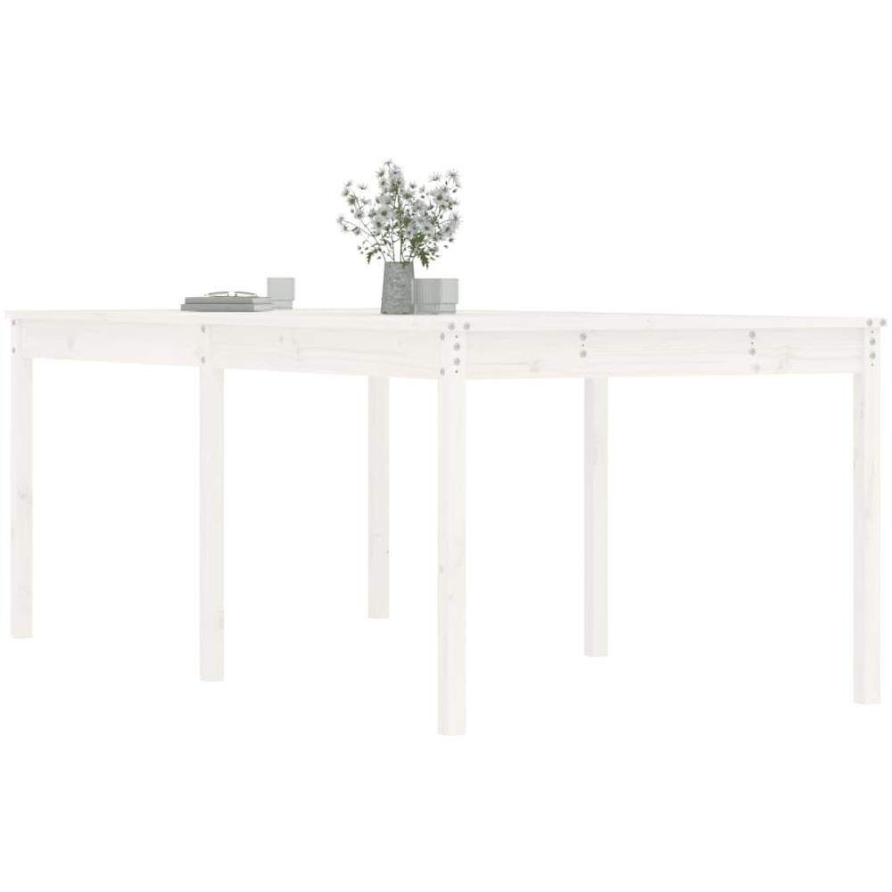 Tavolo Da Giardino Bianco 203,5x100x76cm Legno Massello Di Pino - Foto 7