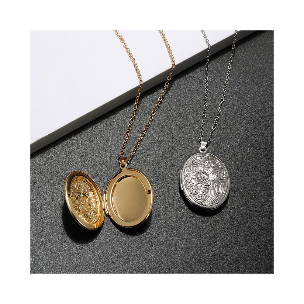 Collana Intagliata Con Fiore Ovale Fai-da-te Aperta Con Medaglione In Rame Gold - Foto 4