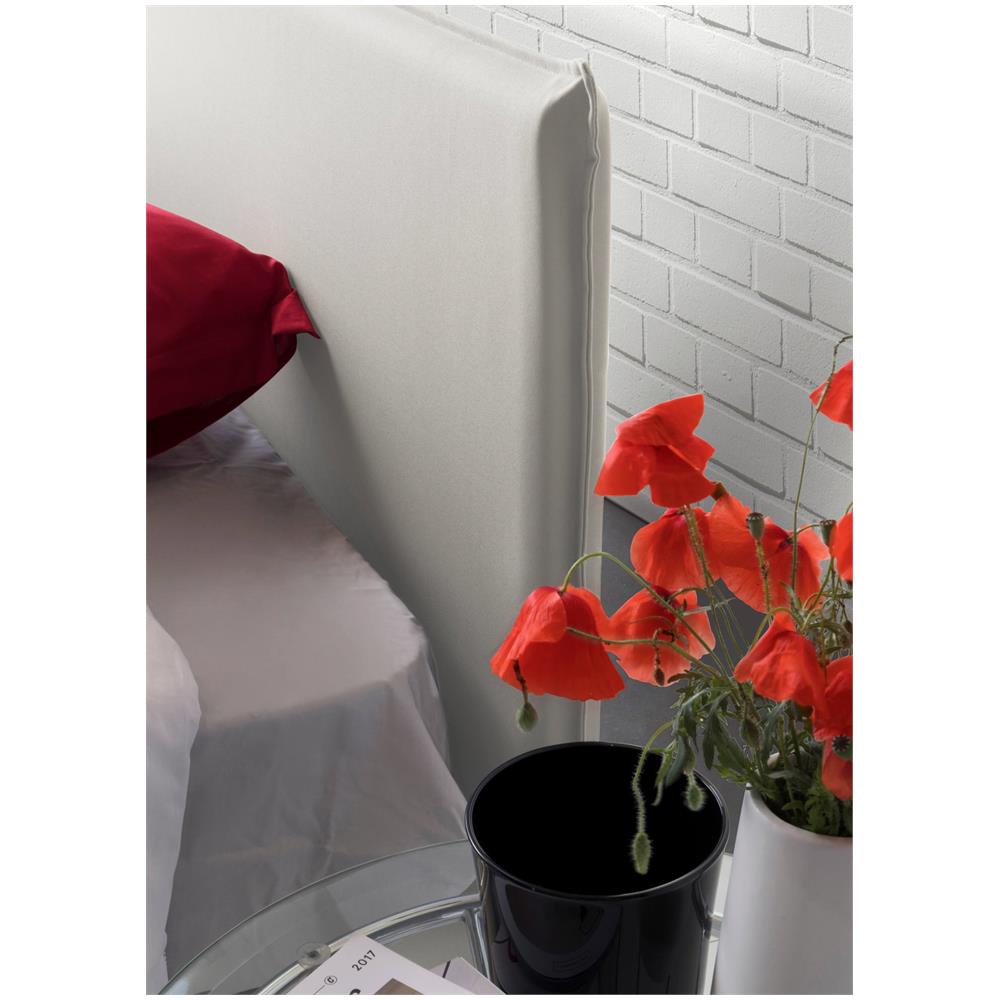 Letto Piazza E Mezza Ashasa, Letto Contenitore Con Rivestimento In Tessuto, 100% Made In Italy, Apertura Frontale, Adatto Per Materasso Cm 120x190, Bianco - Foto 4