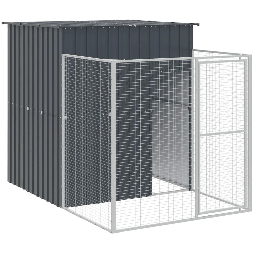 Casetta Cani con Corsa Antracite 165x251x181 cm Acciaio Zincato - Foto 1