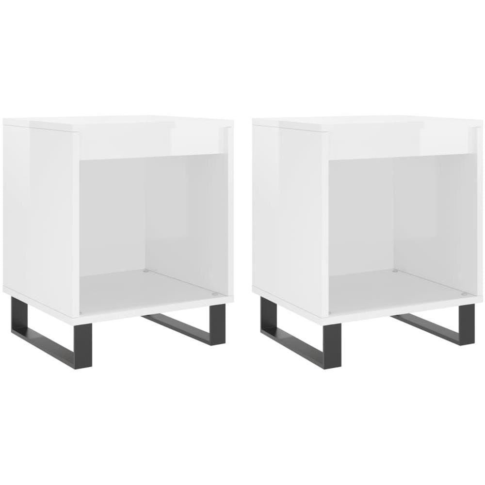 Comodini 2pz Bianco Lucido 40x35x50 Cm In Legno Multistrato - Foto 2
