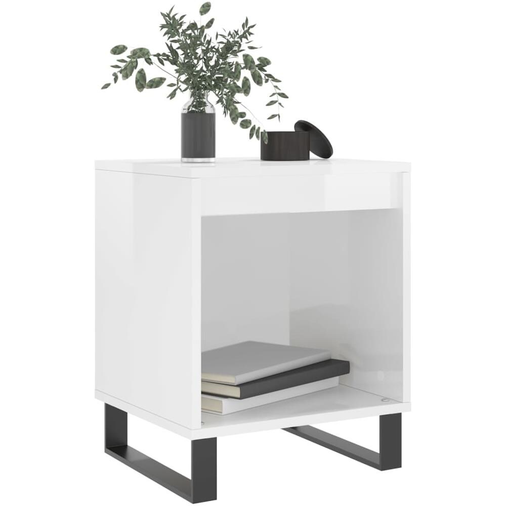 Comodini 2pz Bianco Lucido 40x35x50 Cm In Legno Multistrato - Foto 3