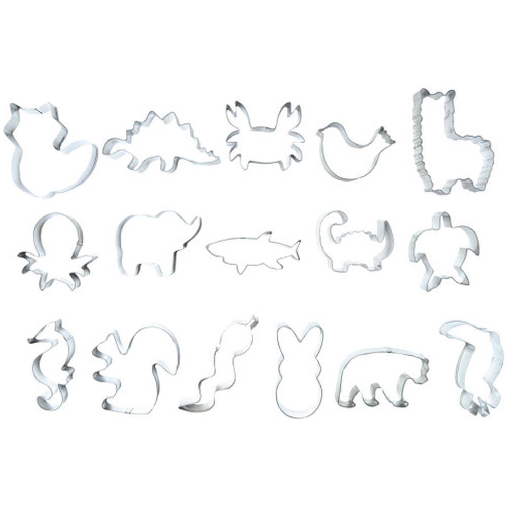 Set Di 16 Tagliabiscotti In Acciaio - Fauna Selvatica - Foto 1