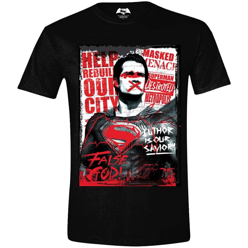 Batman V Superman - Superman Wanted Poster Black (T-Shirt Unisex Tg. XL)  - Foto 1