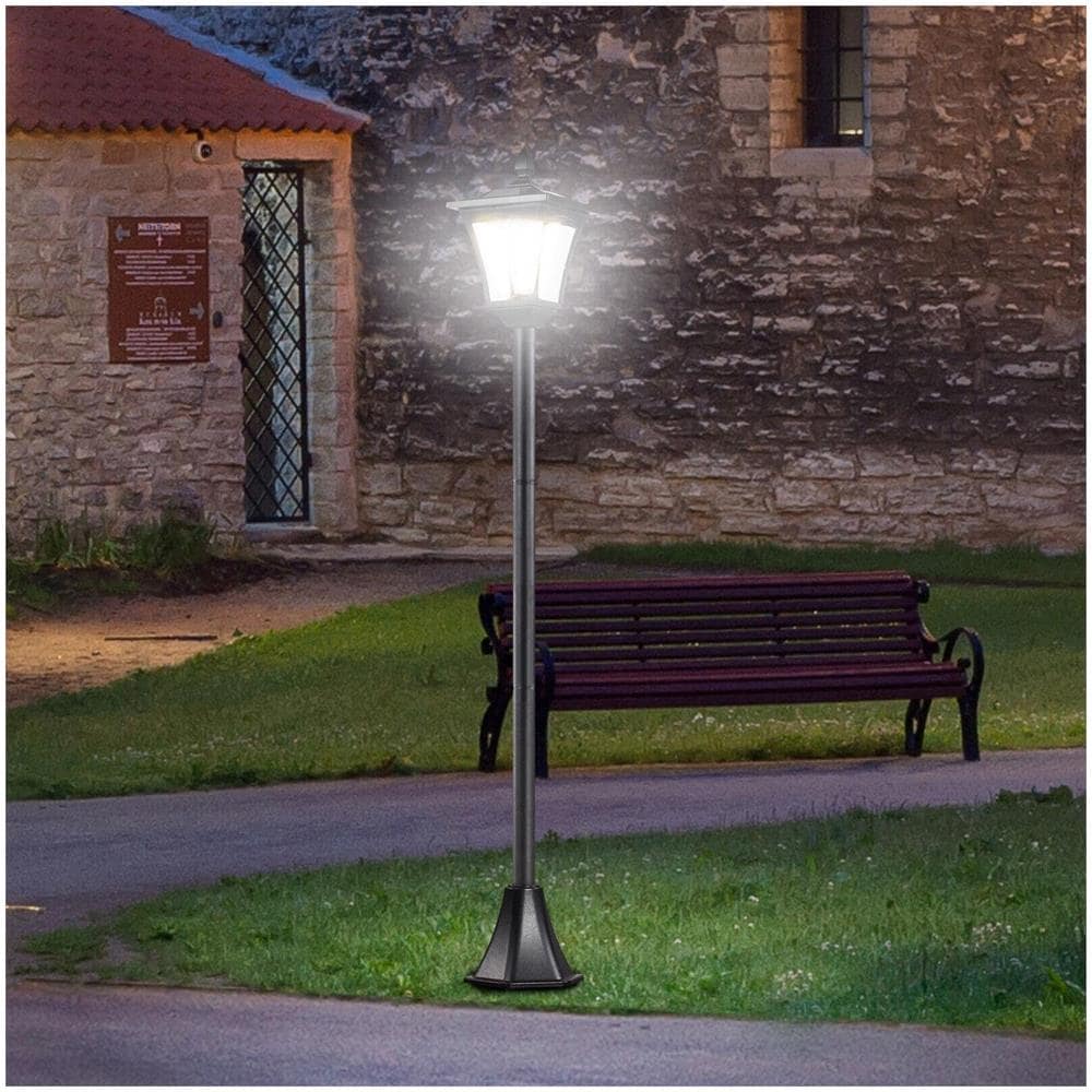 Lampione da Giardino a Led con Pannelli Solari IP44 Dimensioni 18x18x160 cm Colore Nero - Foto 2