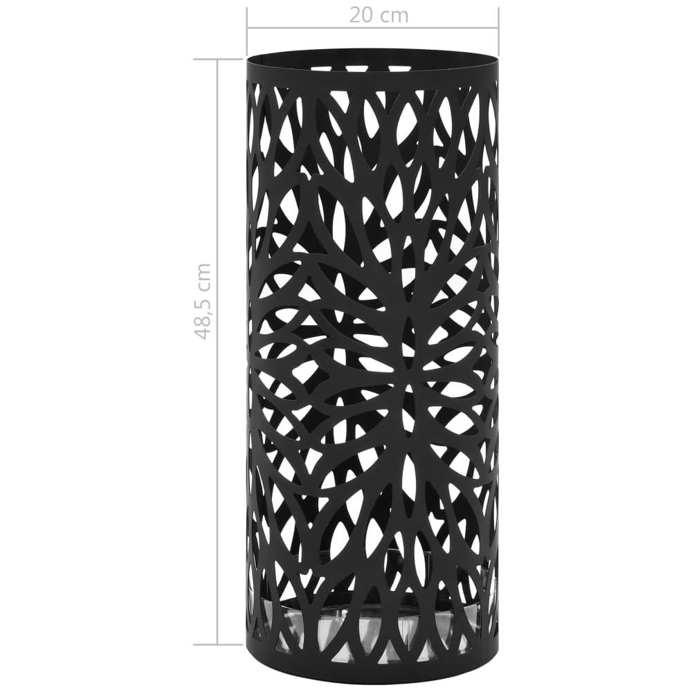 Porta Ombrelli Con Motivi A Foglie In Acciaio Nero - Foto 5