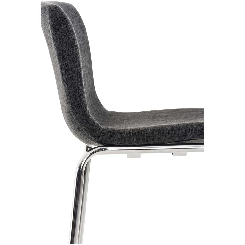 2 Sgabelli Alti HOOVER in Tessuto - Set 2 Sgabelli Bar Design H76 cm I Sedie Sgabello Ergonomiche con Schienale Grigio Scuro Cromato - Foto 5