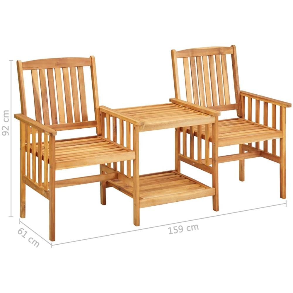 Sedie Giardino Tavolino da Tè 159x61x92cm Legno Massello Acacia - Foto 7