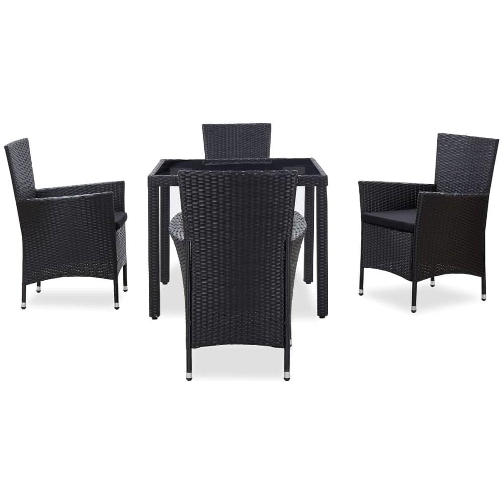 Set Da Pranzo Da Giardino 5 Pz In Polyrattan Nero - Foto 2