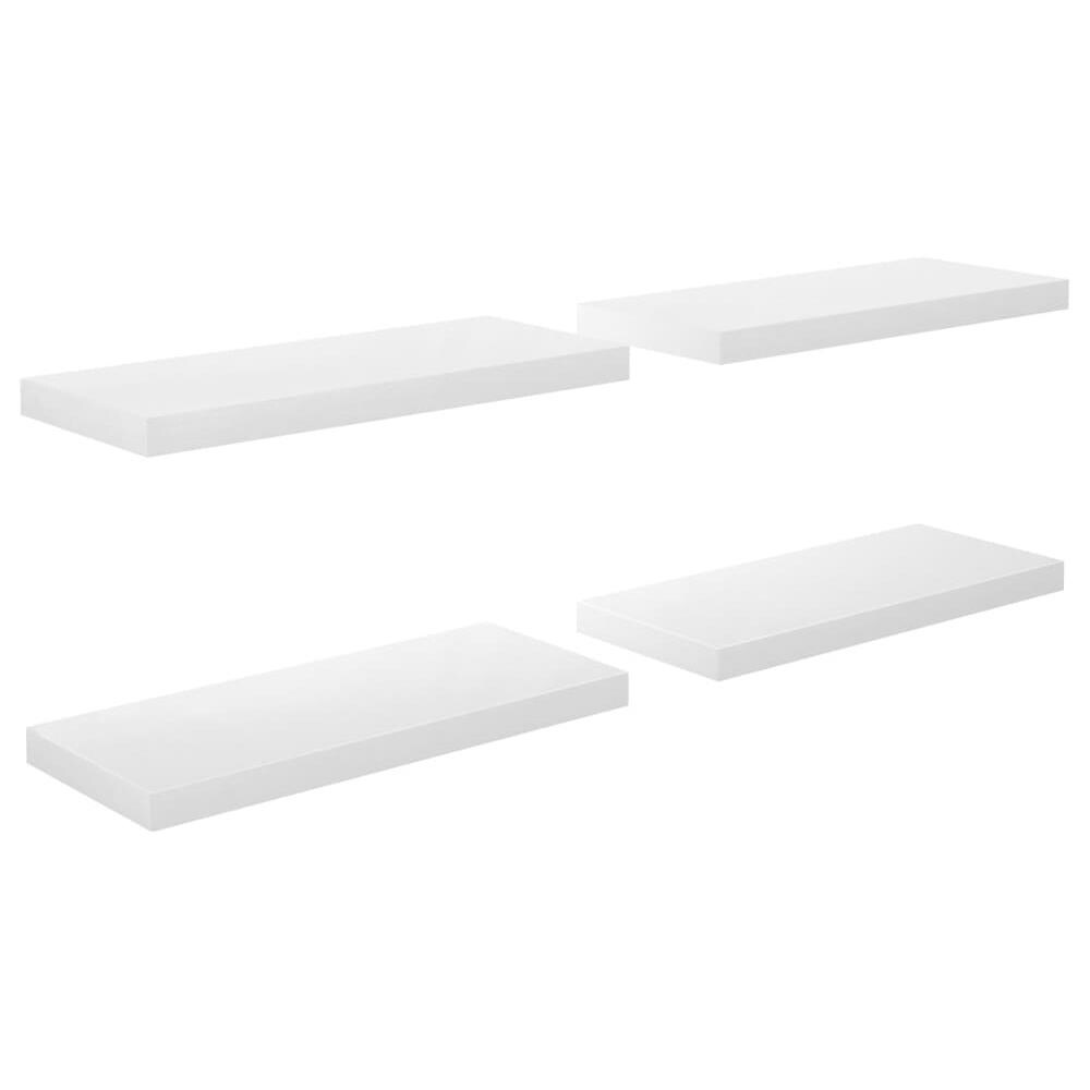 Scaffali A Parete 4 Pz Bianco Lucido 60x23,5x3,8 Cm In Mdf - Foto 2