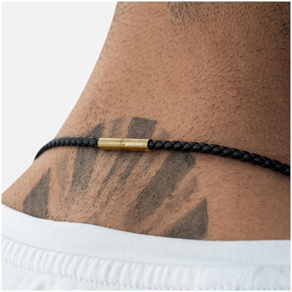 Collana da Uomo in Pelle Premium, ""Arrow"", 50cm, Oro - Foto 2