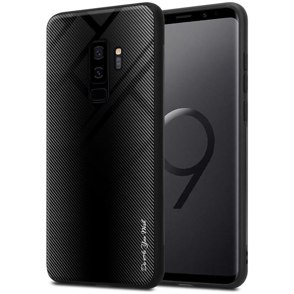 Custodia Compatibile Con Samsung Galaxy S9 Plus - Ottica A Strisce In Opale Nero - Coperchio Protettivo In Vetro Temperato E Silicone Tpu - Foto 1