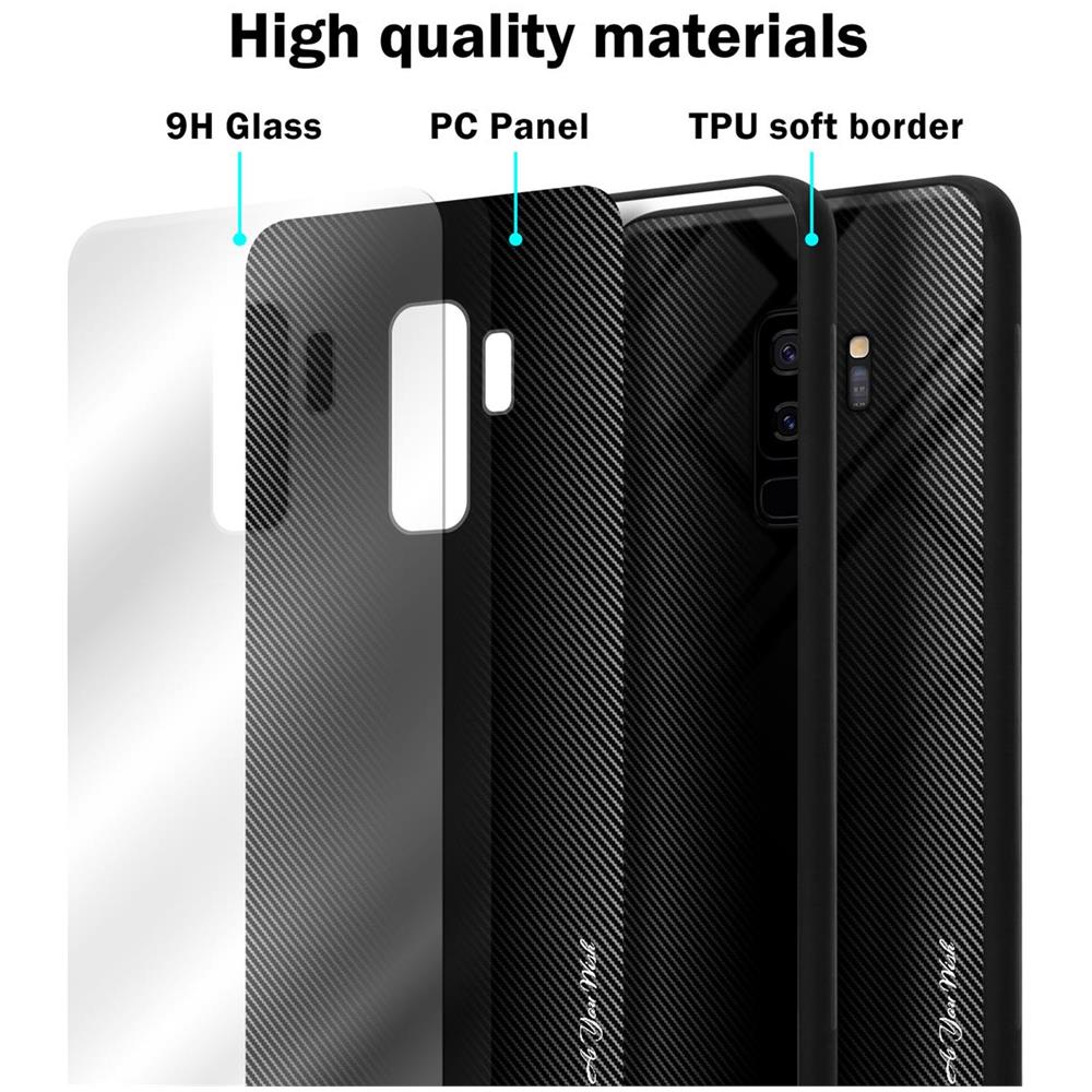 Custodia Compatibile Con Samsung Galaxy S9 Plus - Ottica A Strisce In Opale Nero - Coperchio Protettivo In Vetro Temperato E Silicone Tpu - Foto 7