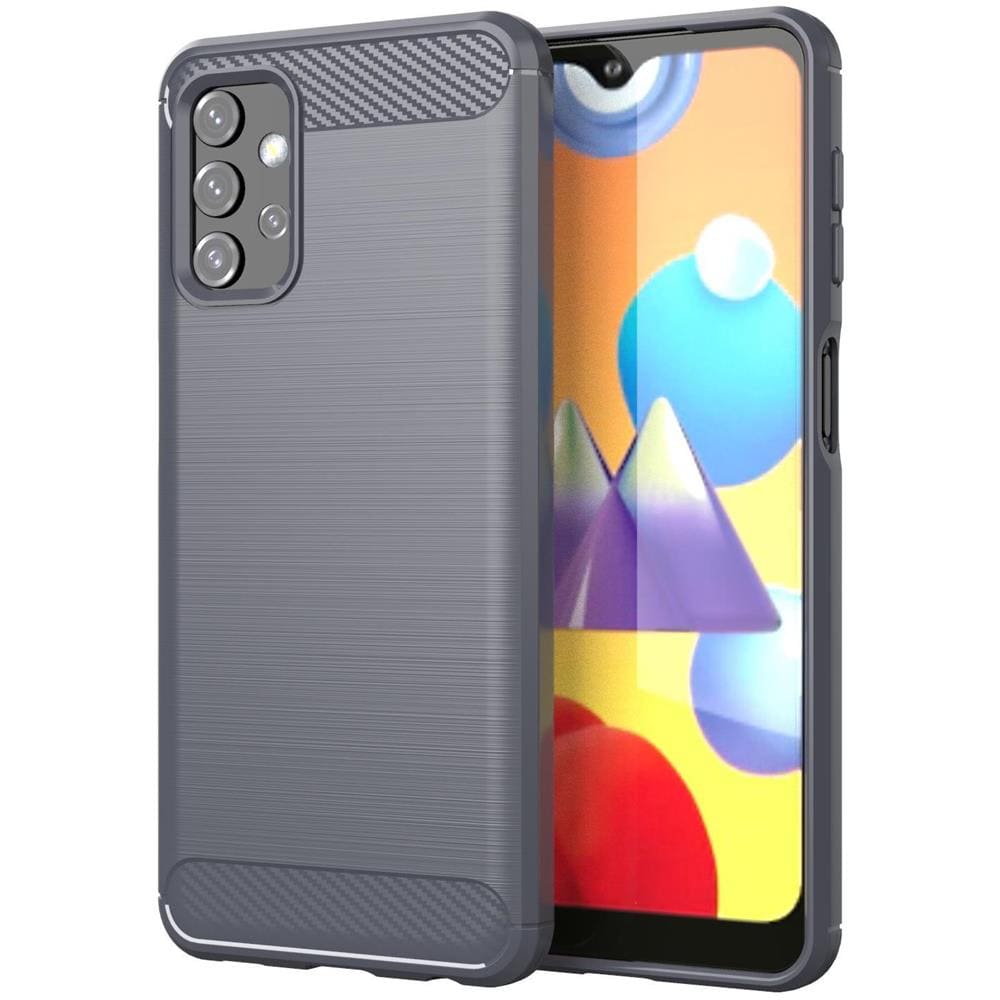 Custodia Compatibile Con Samsung Galaxy A32 5g In Brusched Grigio - Coperchio Protettivo In Silicone Tpu Flessibile In Look Acciaio Inossidabile-fibra Di Carbonio - Foto 1