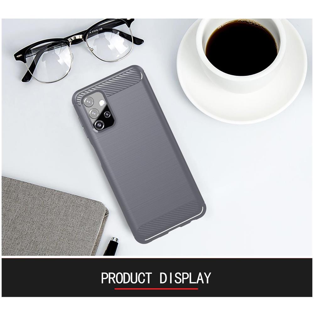 Custodia Compatibile Con Samsung Galaxy A32 5g In Brusched Grigio - Coperchio Protettivo In Silicone Tpu Flessibile In Look Acciaio Inossidabile-fibra Di Carbonio - Foto 6