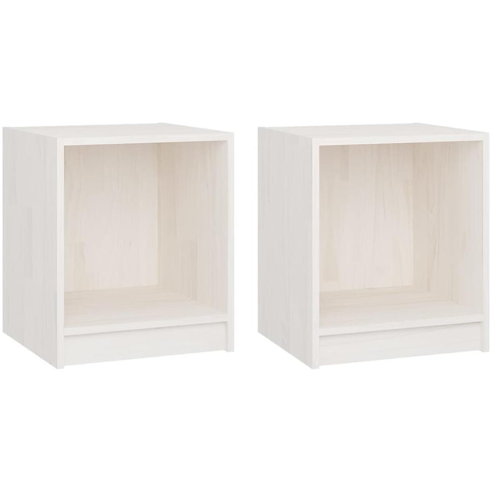 Comodini 2 Pz Bianchi 35,5x33,5x41,5 Cm Legno Massello Di Pino - Foto 2