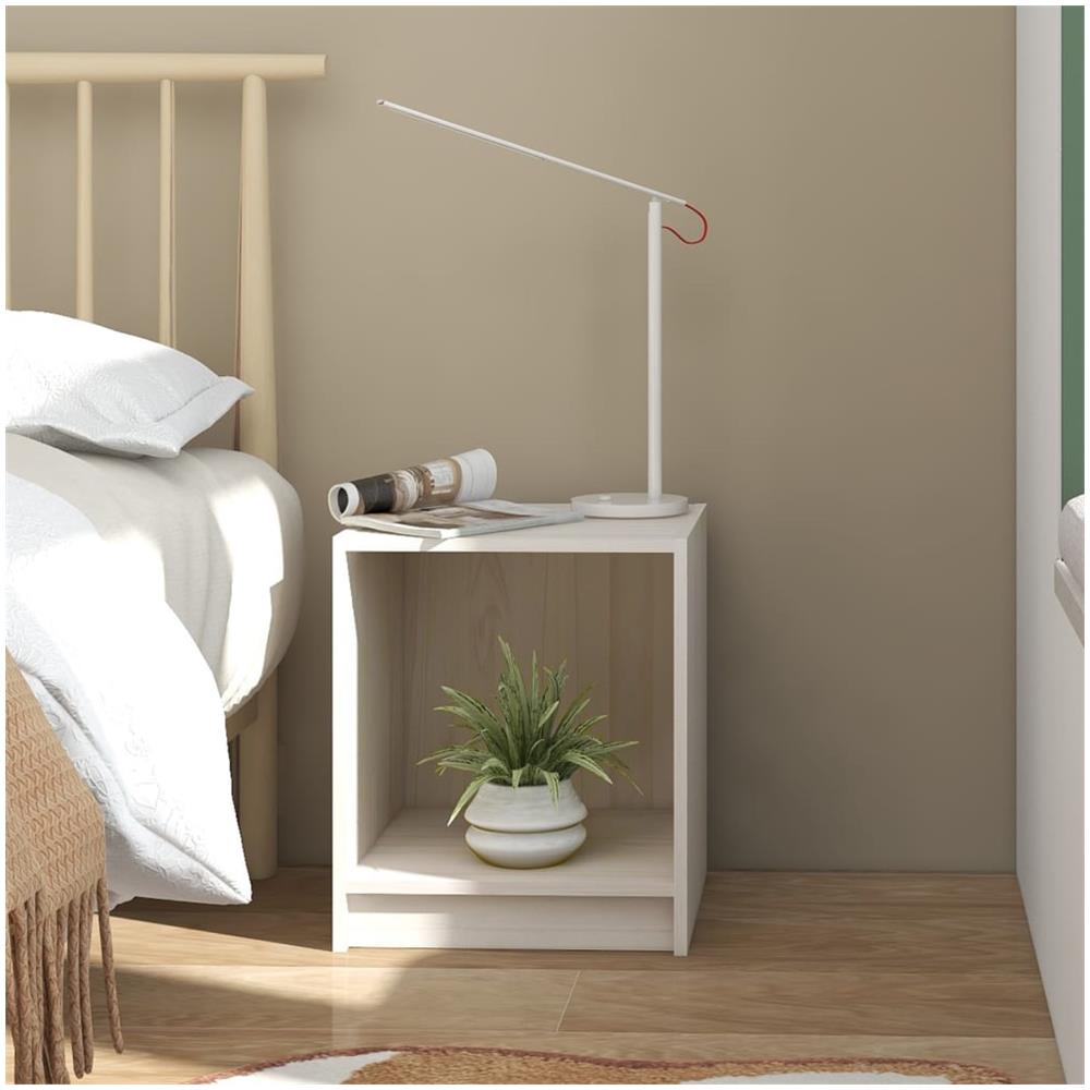 Comodini 2 Pz Bianchi 35,5x33,5x41,5 Cm Legno Massello Di Pino - Foto 3