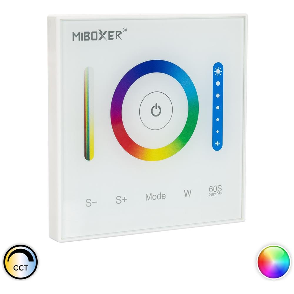 Controller Regolatore A Parete Touch Led Rgb /rgbw /rgb+cct 12/24v Dc Rf P3 86x86x22 Mm Vetro - Foto 2