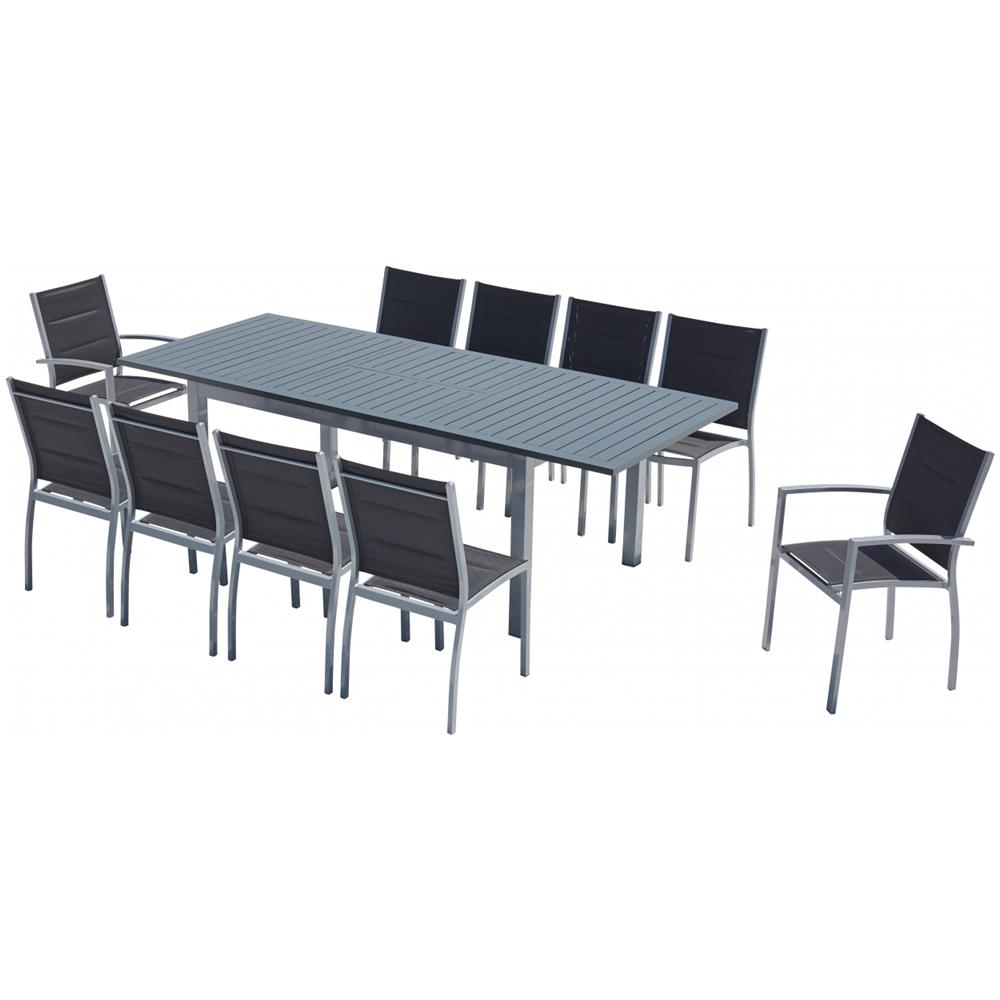 Tavolo Da Giardino Allungabile In Alluminio + 10 Sedie Grigio Arezzo - Foto 1