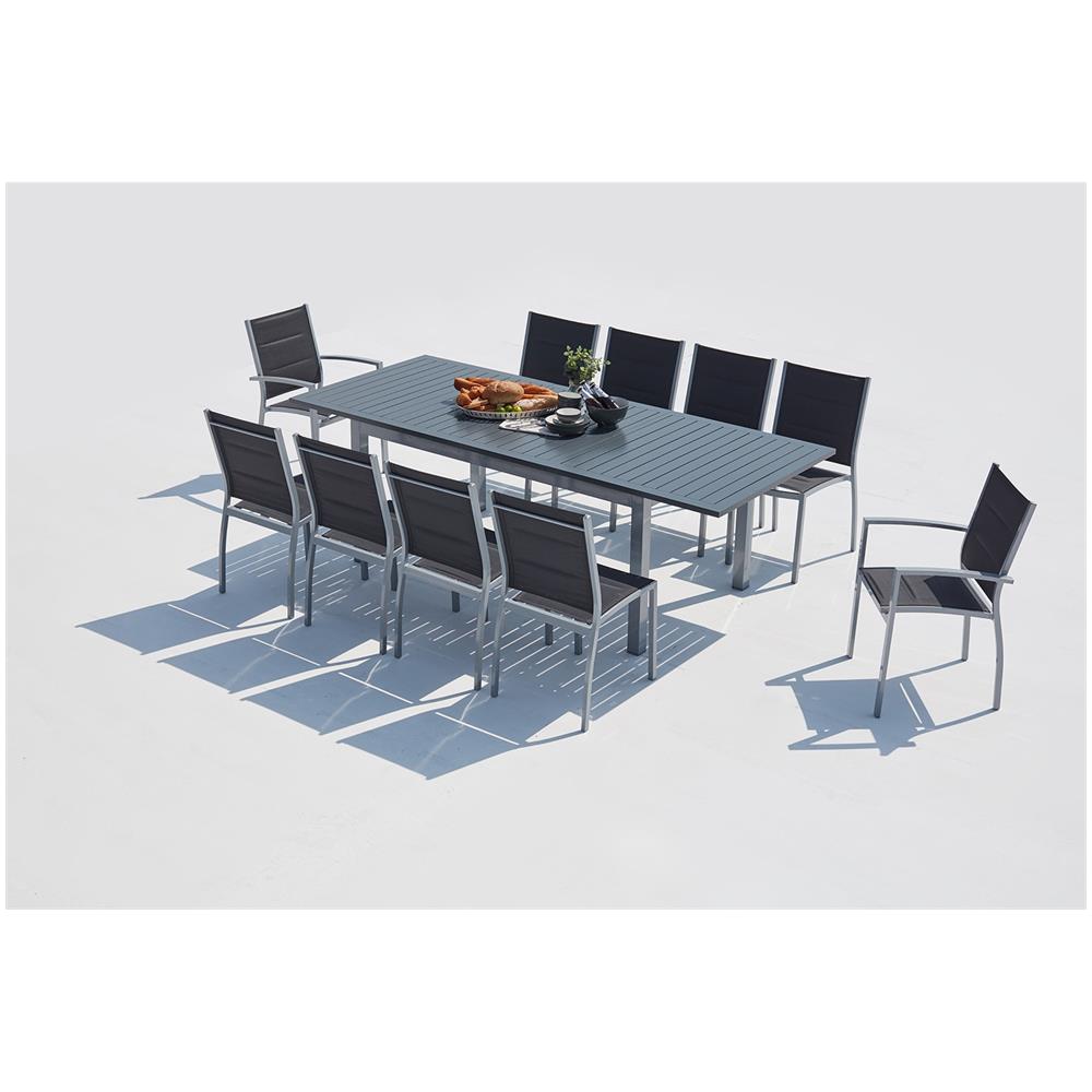 Tavolo Da Giardino Allungabile In Alluminio + 10 Sedie Grigio Arezzo - Foto 6