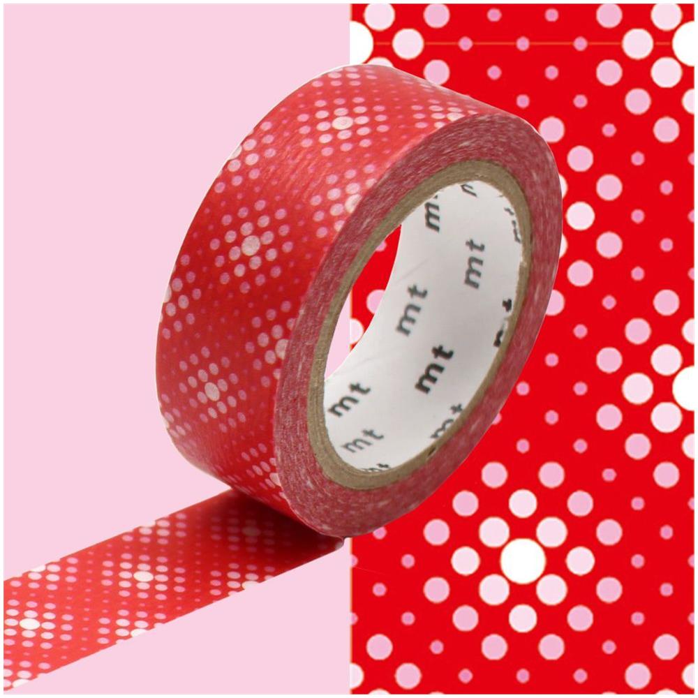 Nastro Adesivo Decorativo A Punti Bianchi Su Sfondo Rosso - 1,5 Cm X 7 M - Foto 1