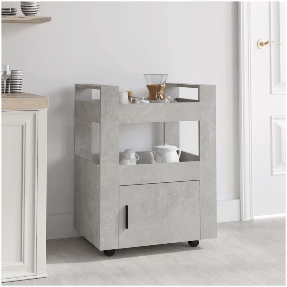 Carrello Da Cucina Grigio Cemento 60x45x80 Cm Legno Multistrato - Foto 1