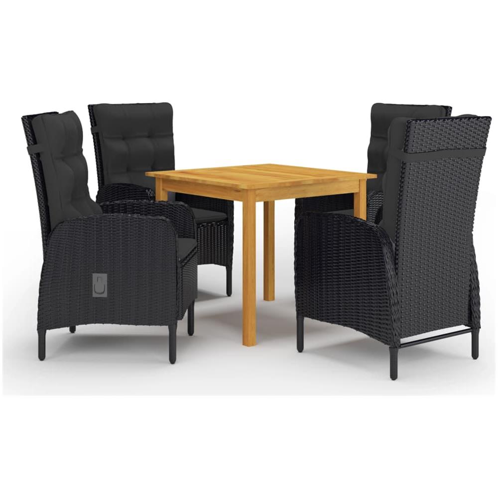 Set Mobili Da Pranzo Per Giardino 5 Pz Nero - Foto 1