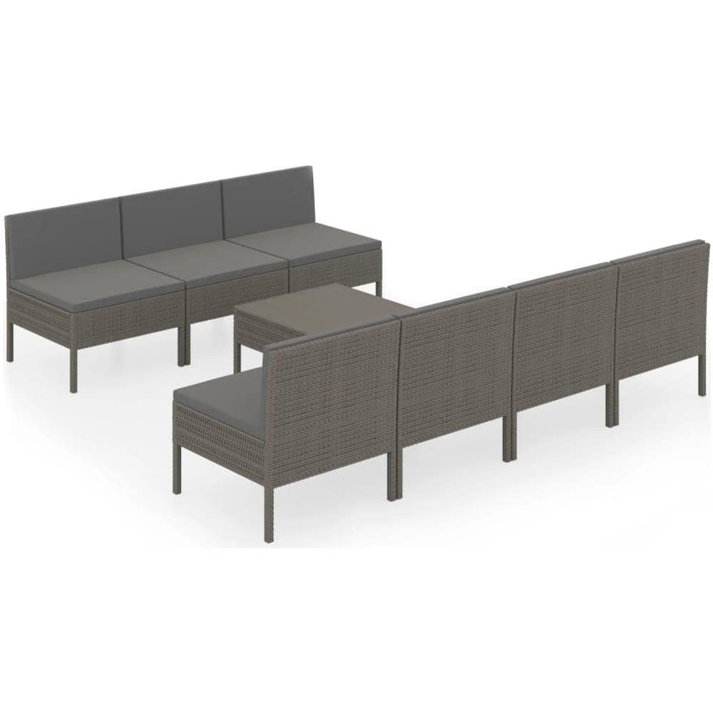 Set Divani Da Giardino 8 Pz Con Cuscini In Polyrattan Grigio - Foto 2