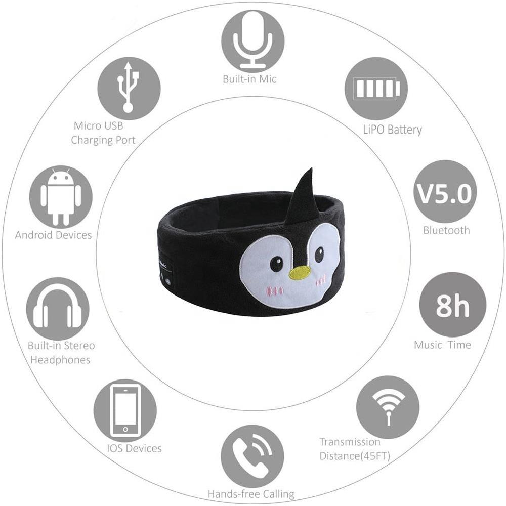 Fascia Per Cuffie Per Dormire Bluetooth Pinguino Nero - Foto 2