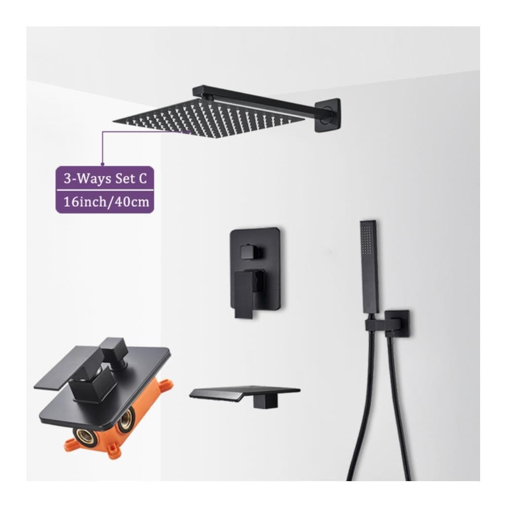 Set miscelatore doccia, Blackswan, tipo M77.4, modello a cascata nero opaco, misura 40 cm - Foto 2