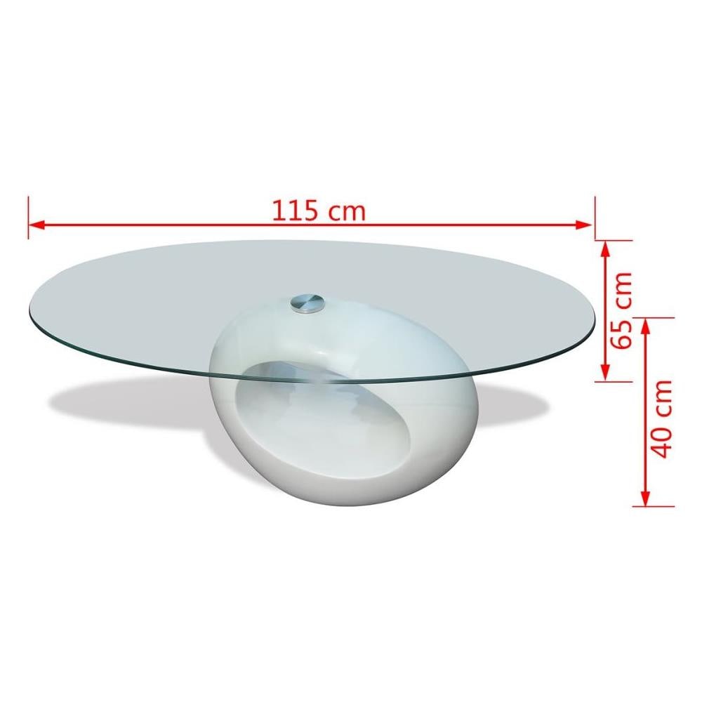 Tavolino Salotto Moderno Vetro Design Bianco Ovale - Foto 3