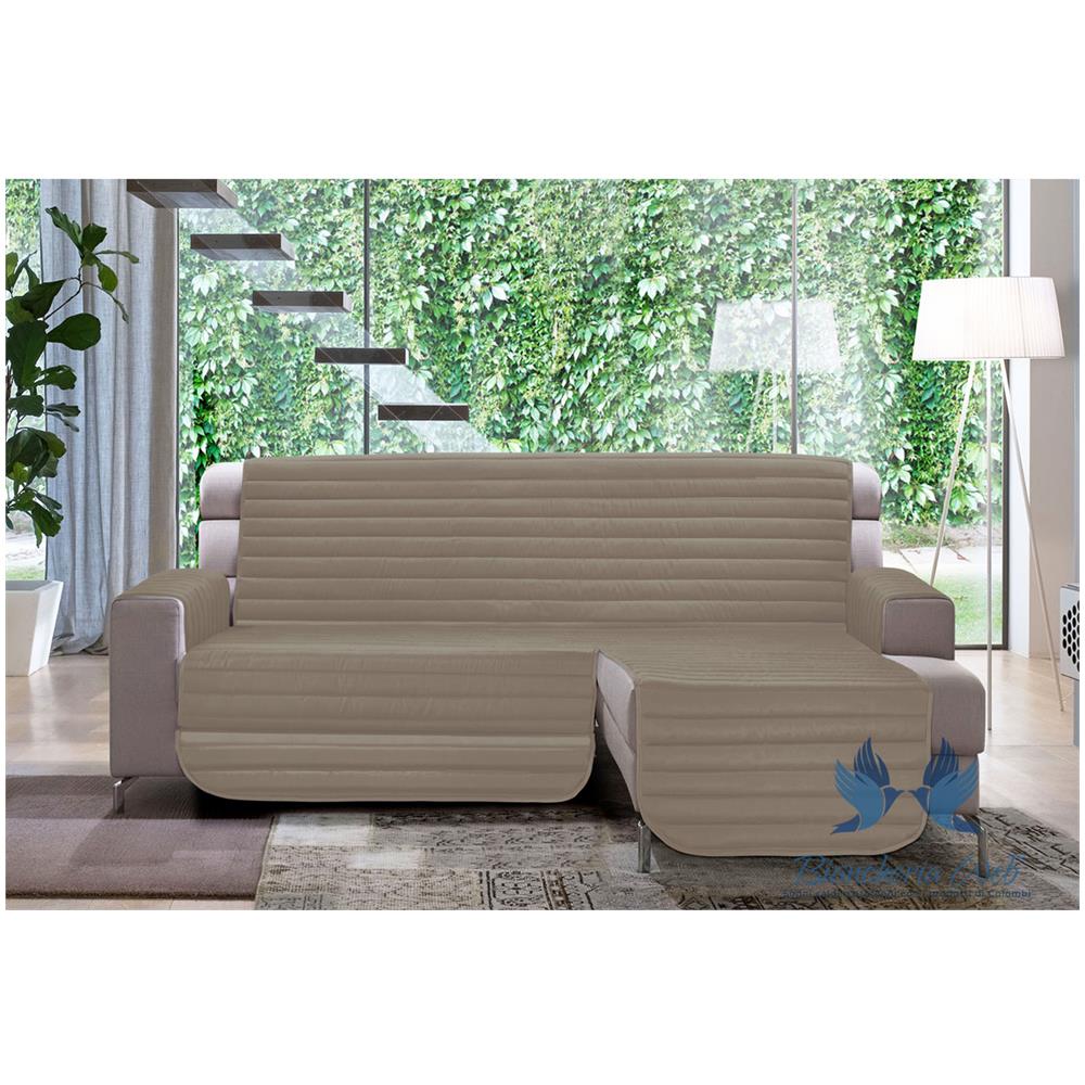 Copridivano Trapuntato Per Divani Con Penisola Modello Simpaty Colore Tortora 240 Cm Tortora - Foto 1