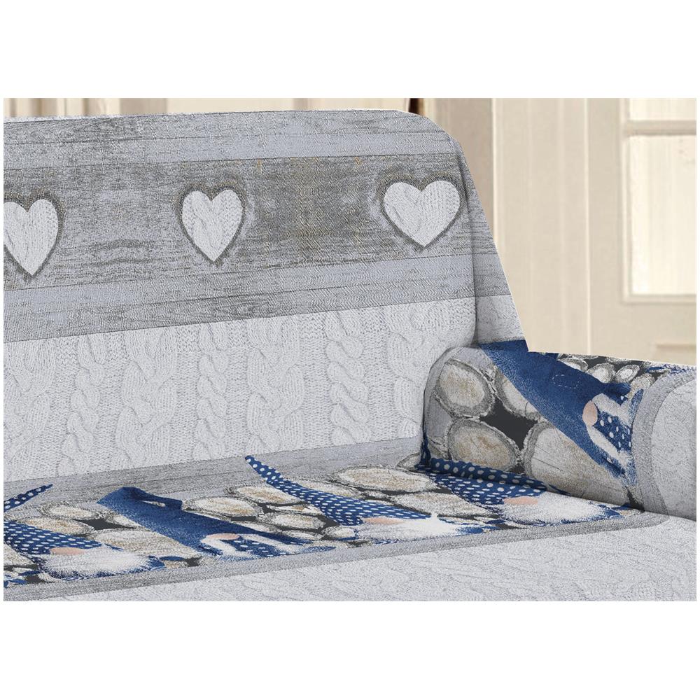 Telo Arredo Linea Pensieri Delicati In 100% Cotone Disegno Gnomi Colore Blu Matrimoniale Blu - Foto 2
